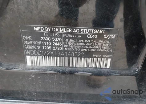 2009 Mercedes-Benz Cls 550 z USA, uszkodzony, nr VIN WDDDJ72X19A148222